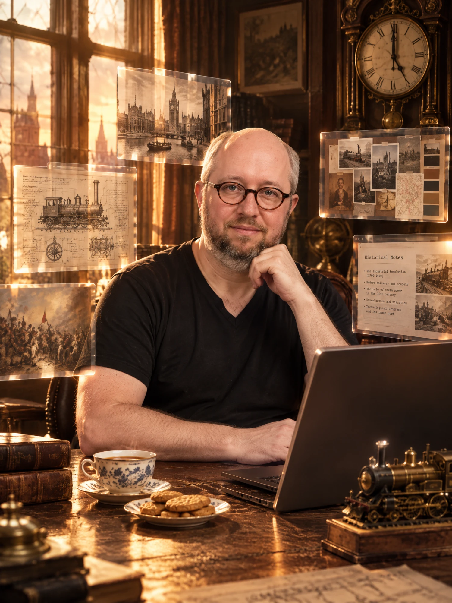 Stan Krupetsky at his desk, planning a cinematic AI story